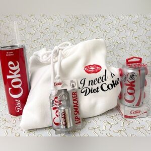 Diet Coke Bundle White Hoodie XXS, Lip Smacker, Tumbler w/ Straw, Can Speaker